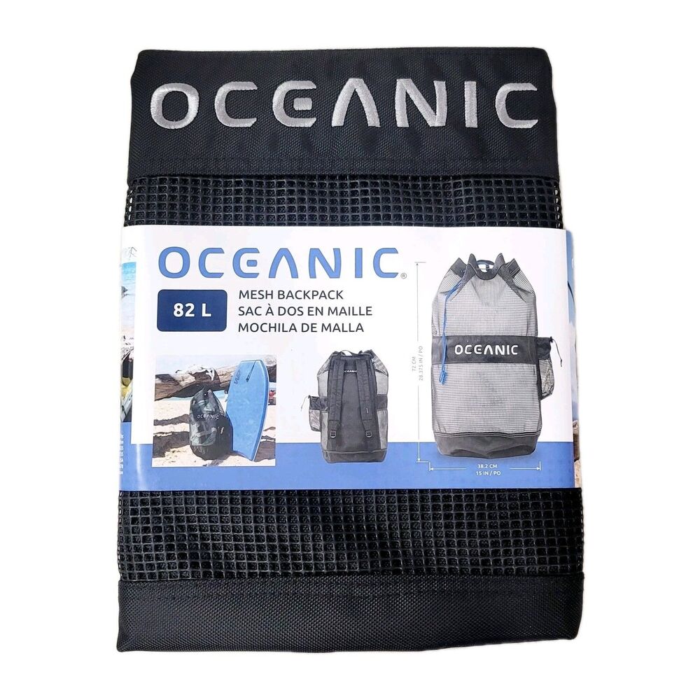 Oceanic Mesh Backpack Gear Bag 82L Black Oversized Scuba Dive Sport Bag